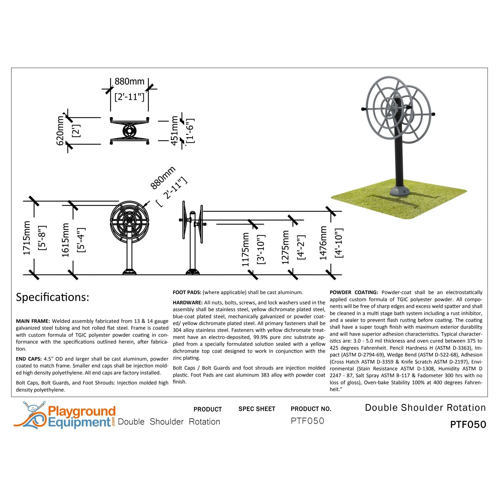 Playground Equipment Double Station Shoulder Rotation
