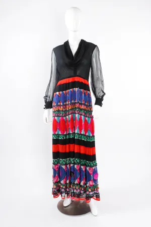 Pleated Circle Print Maxi Dress
