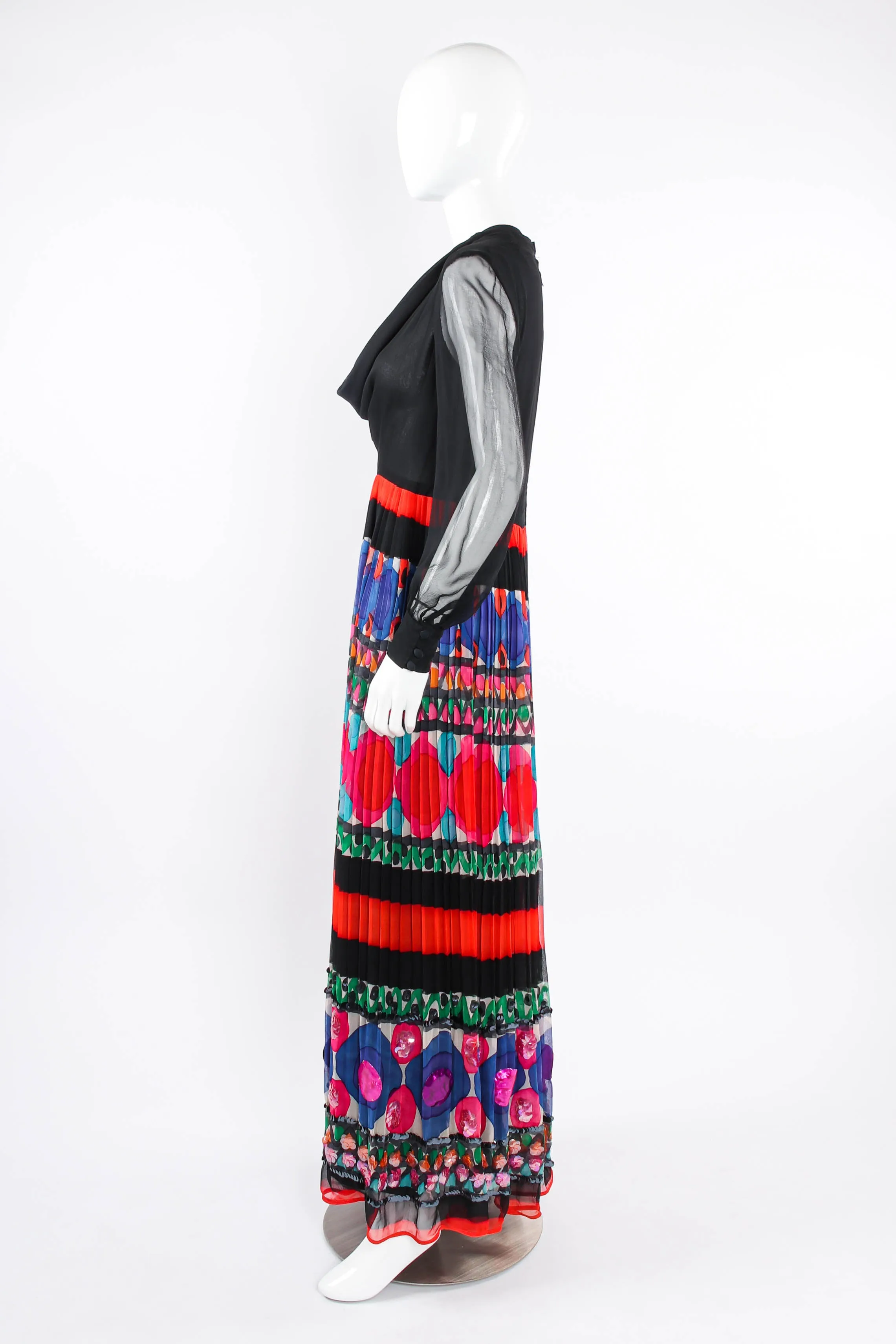 Pleated Circle Print Maxi Dress