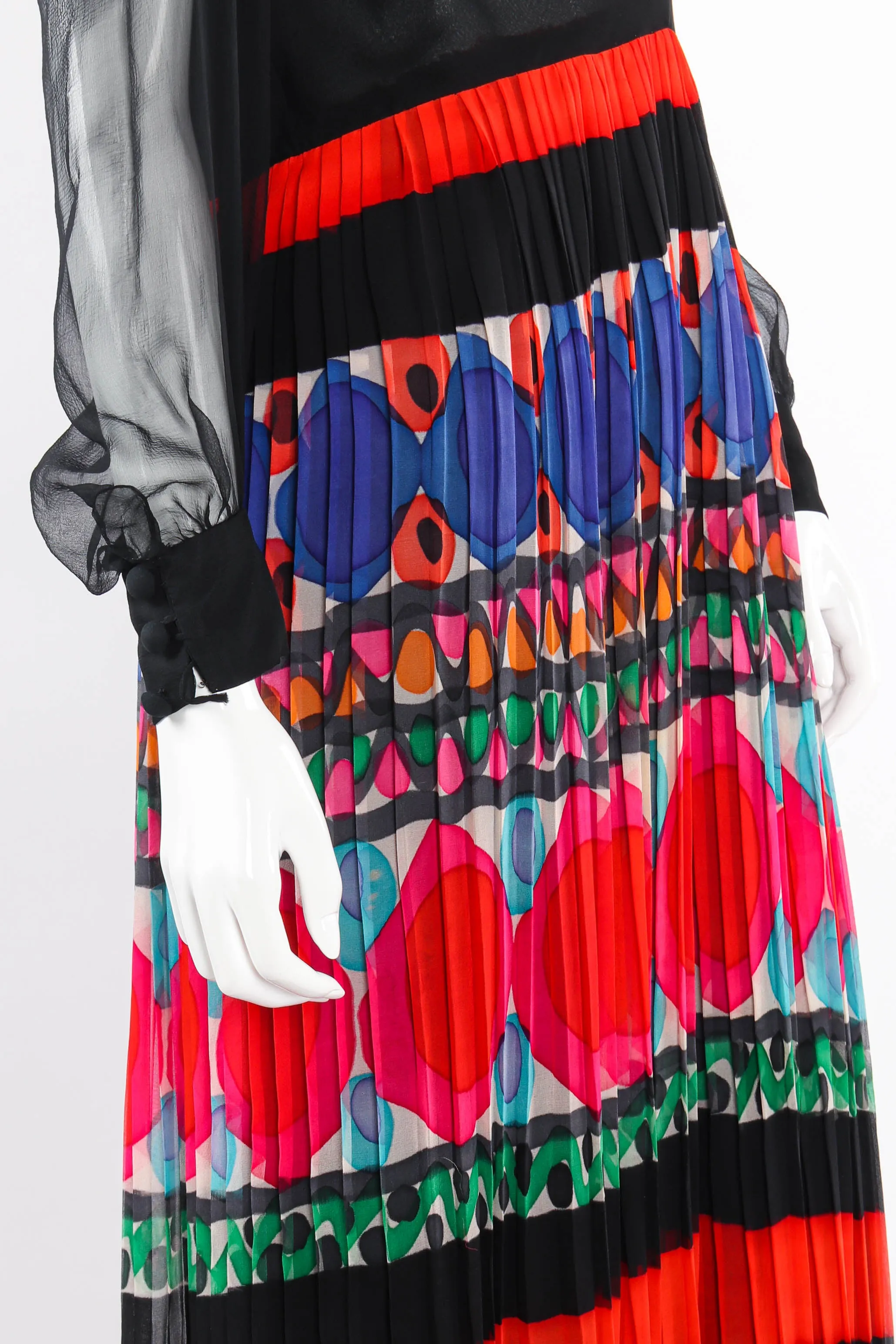 Pleated Circle Print Maxi Dress