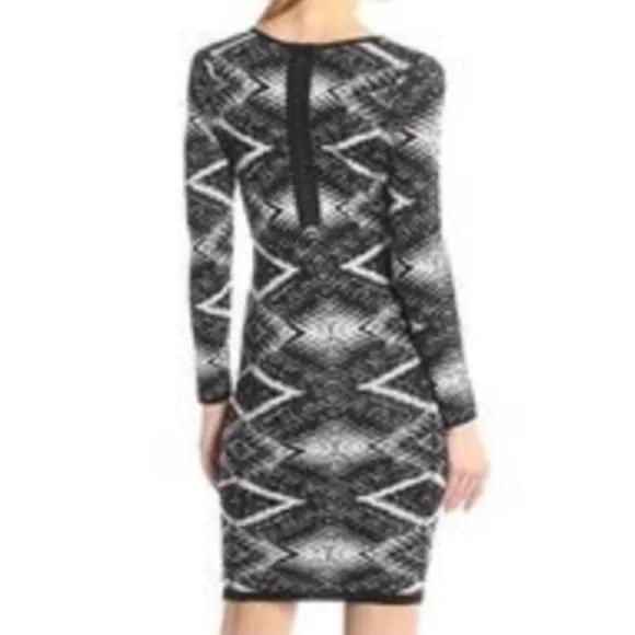Plenty by TRACY REESE Felicity Jacquard Knit Dress in Ivory/Black XS