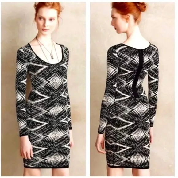 Plenty by TRACY REESE Felicity Jacquard Knit Dress in Ivory/Black XS