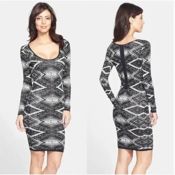 Plenty by TRACY REESE Felicity Jacquard Knit Dress in Ivory/Black XS