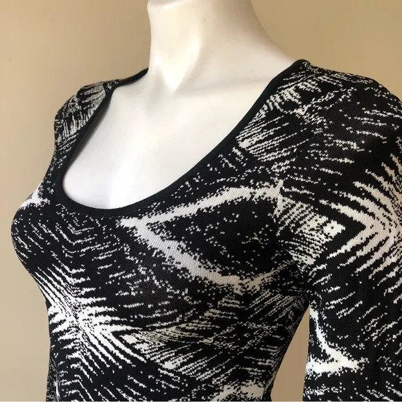 Plenty by TRACY REESE Felicity Jacquard Knit Dress in Ivory/Black XS