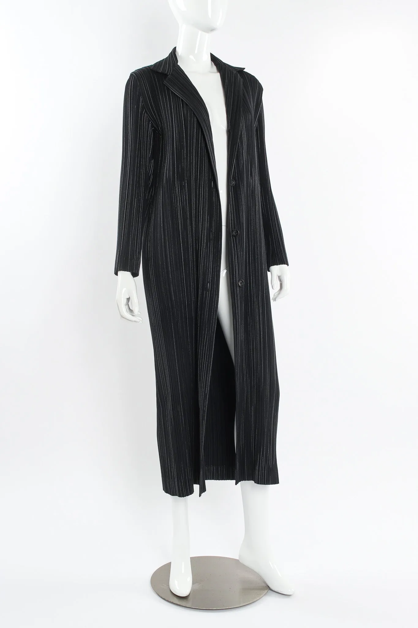 Plissé Pleat Pinstripe Duster