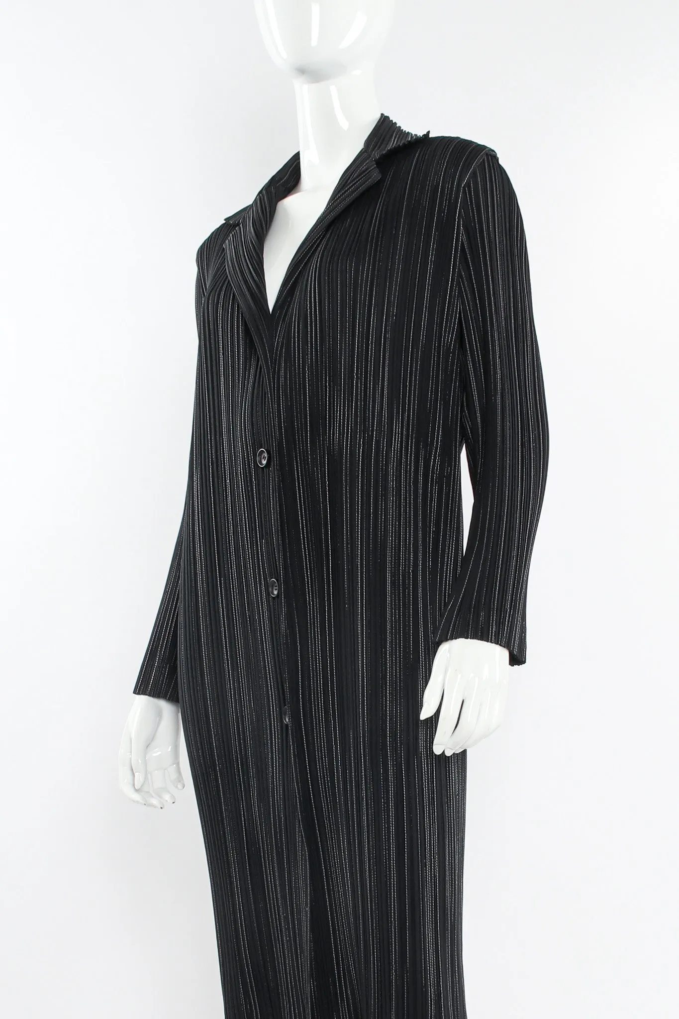 Plissé Pleat Pinstripe Duster