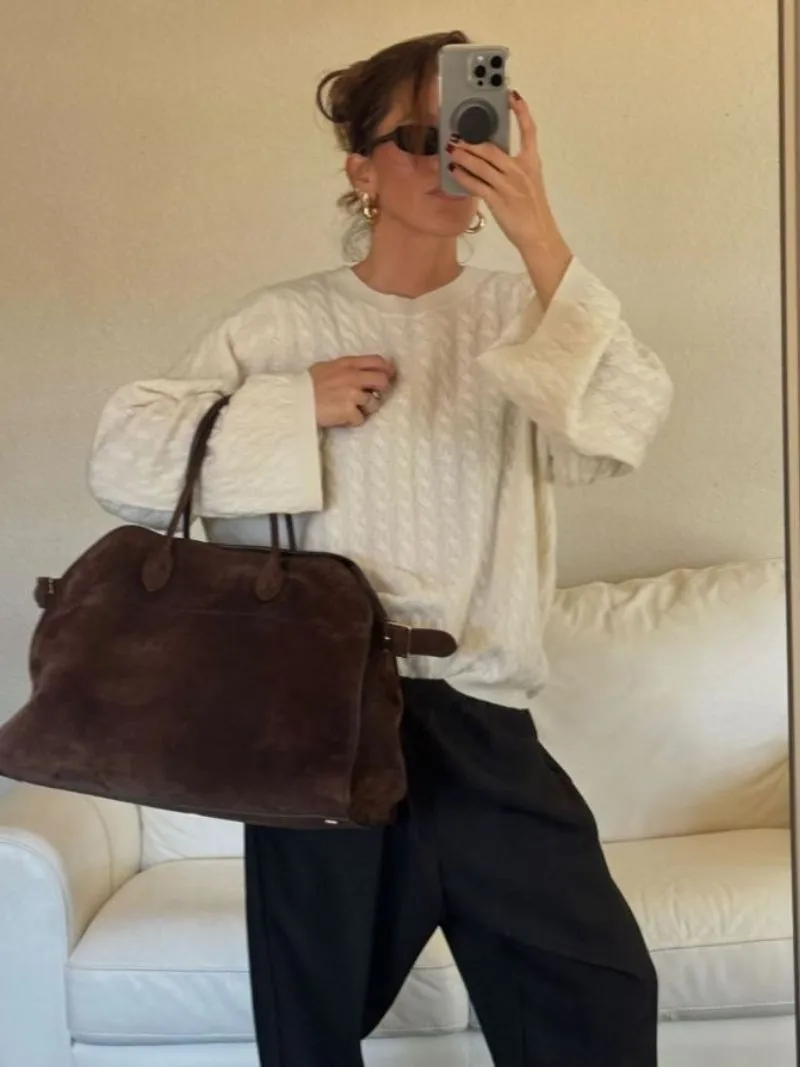 Plum - Chic Spacious Woman's Shopper Bag