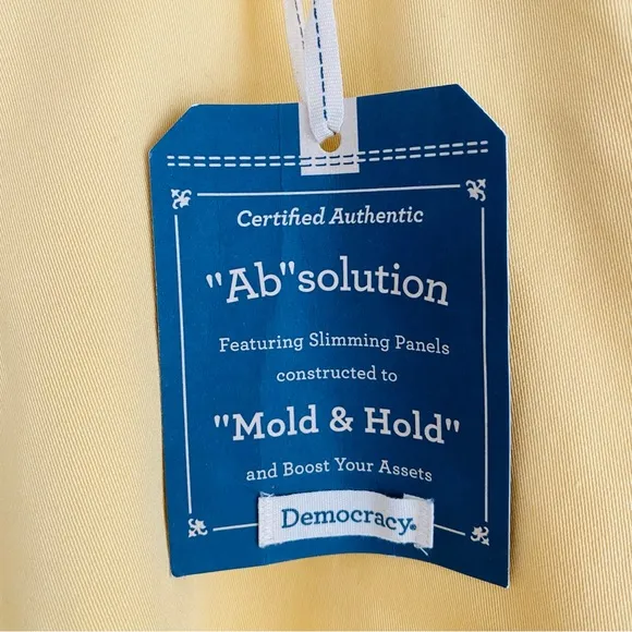 PLUS Democracy NWT “Ab”Solution Mold &amp; Hold Banana Yellow Raw Hem Mini Skirt 22W