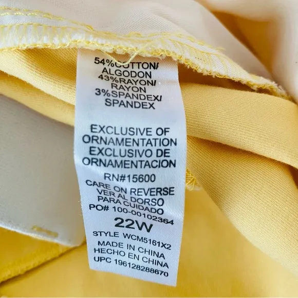 PLUS Democracy NWT “Ab”Solution Mold &amp; Hold Banana Yellow Raw Hem Mini Skirt 22W