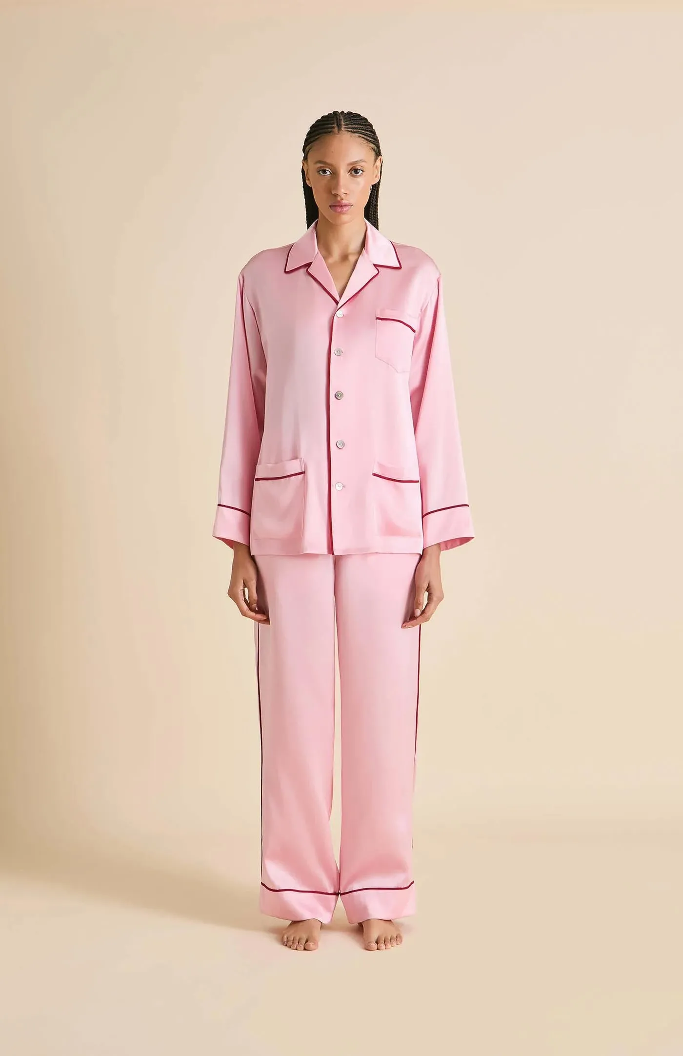 Plush Pink | Pink Satin Loungewear Set