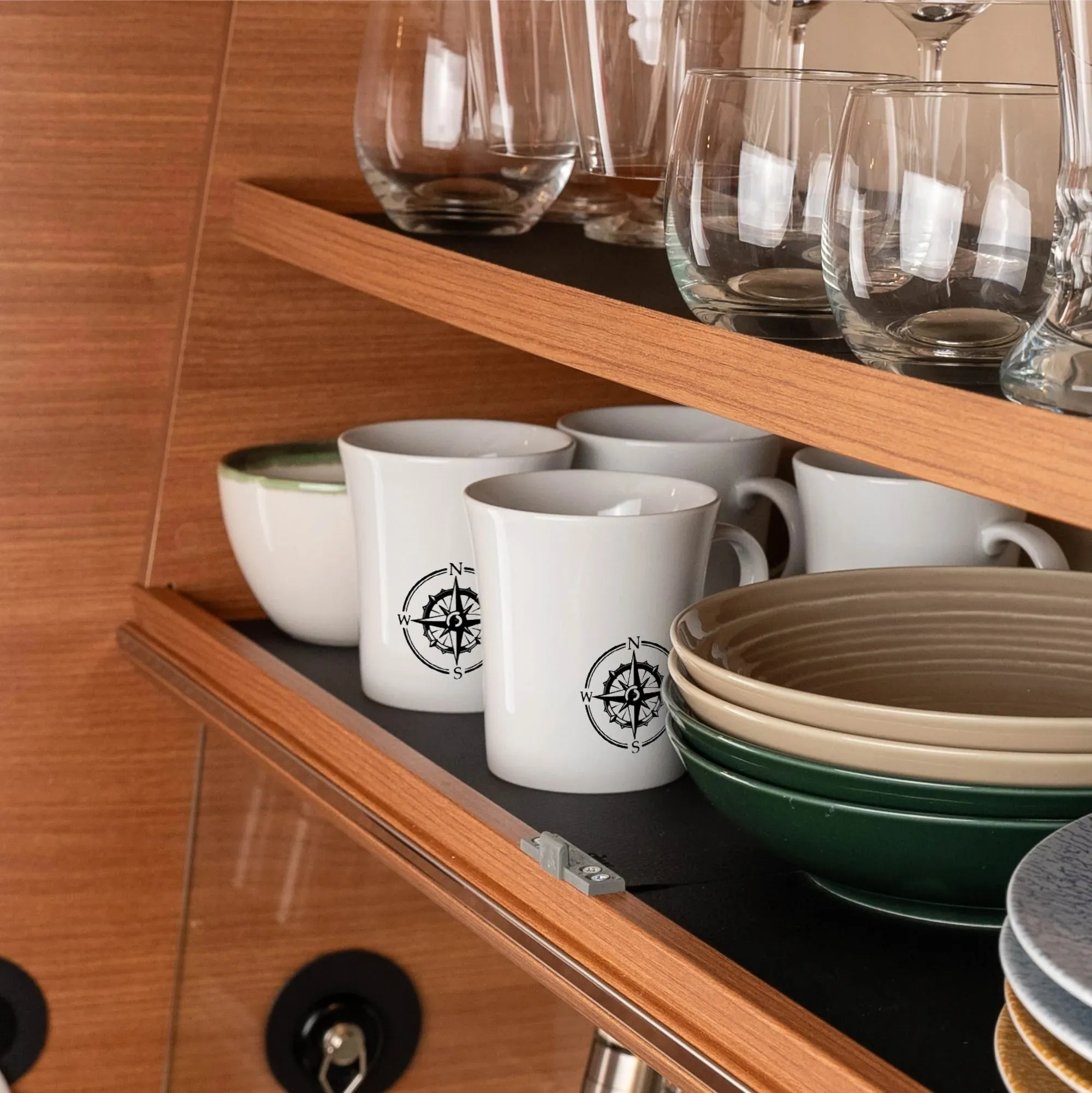 Porcelain Magnetic Handle Cups Travel Lust - Pads in BLACK - by Silwy