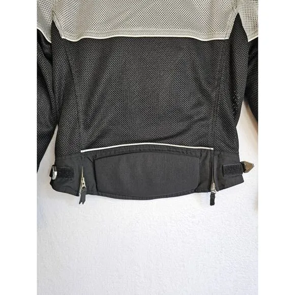 Power Trip Women's Mesh Motorcycle Jacket Black &amp; Gray Armor Padded Biker Sz Med