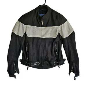 Power Trip Women's Mesh Motorcycle Jacket Black &amp; Gray Armor Padded Biker Sz Med