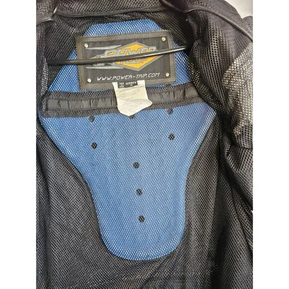 Power Trip Women's Mesh Motorcycle Jacket Black &amp; Gray Armor Padded Biker Sz Med
