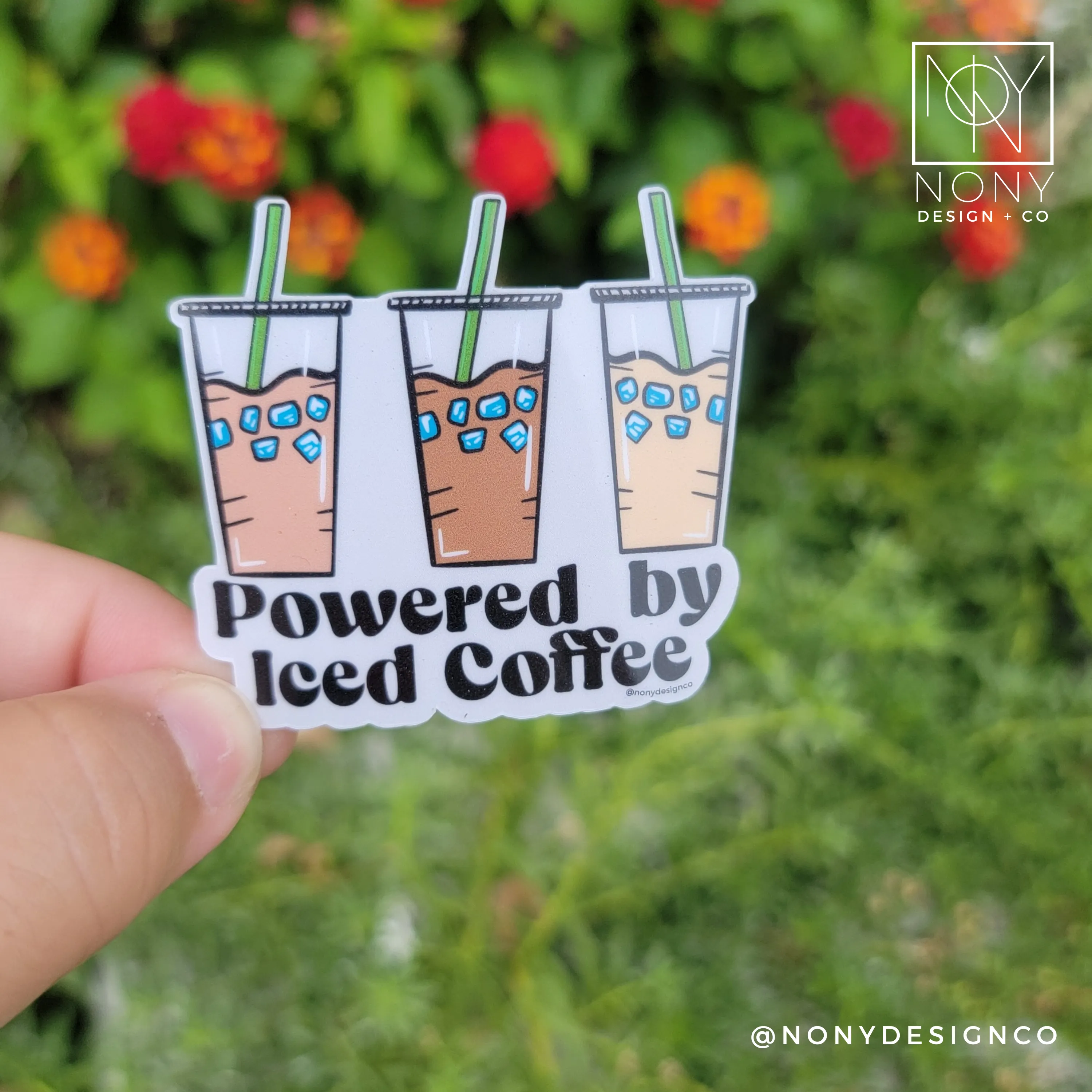 Powered by Iced Coffee Die Cut Sticker