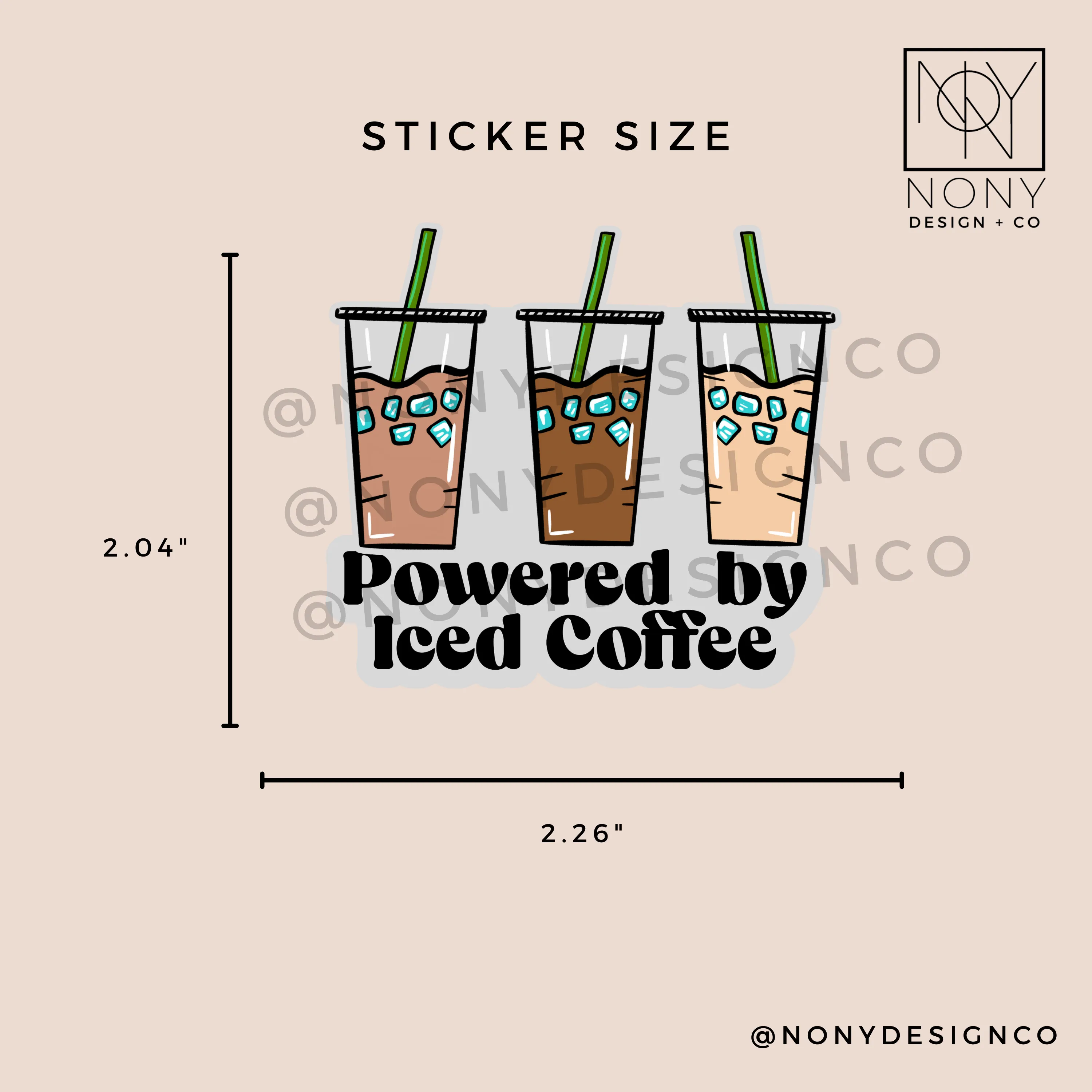 Powered by Iced Coffee Die Cut Sticker