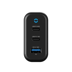 Powerology - 3-Output 65W PD GaN Charger with Quick Charge USB-A (EU)