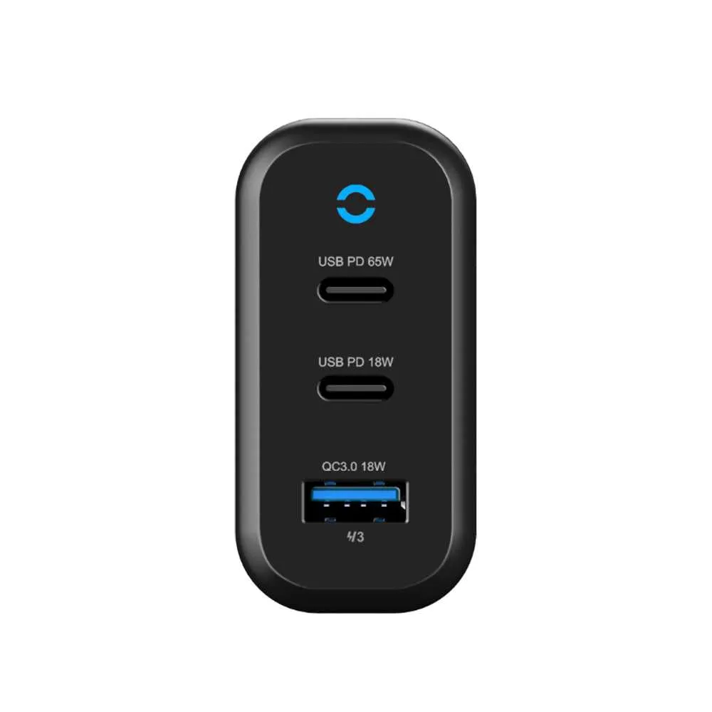 Powerology - Triple Output GaN Charger with Quick USB-A PD Charge