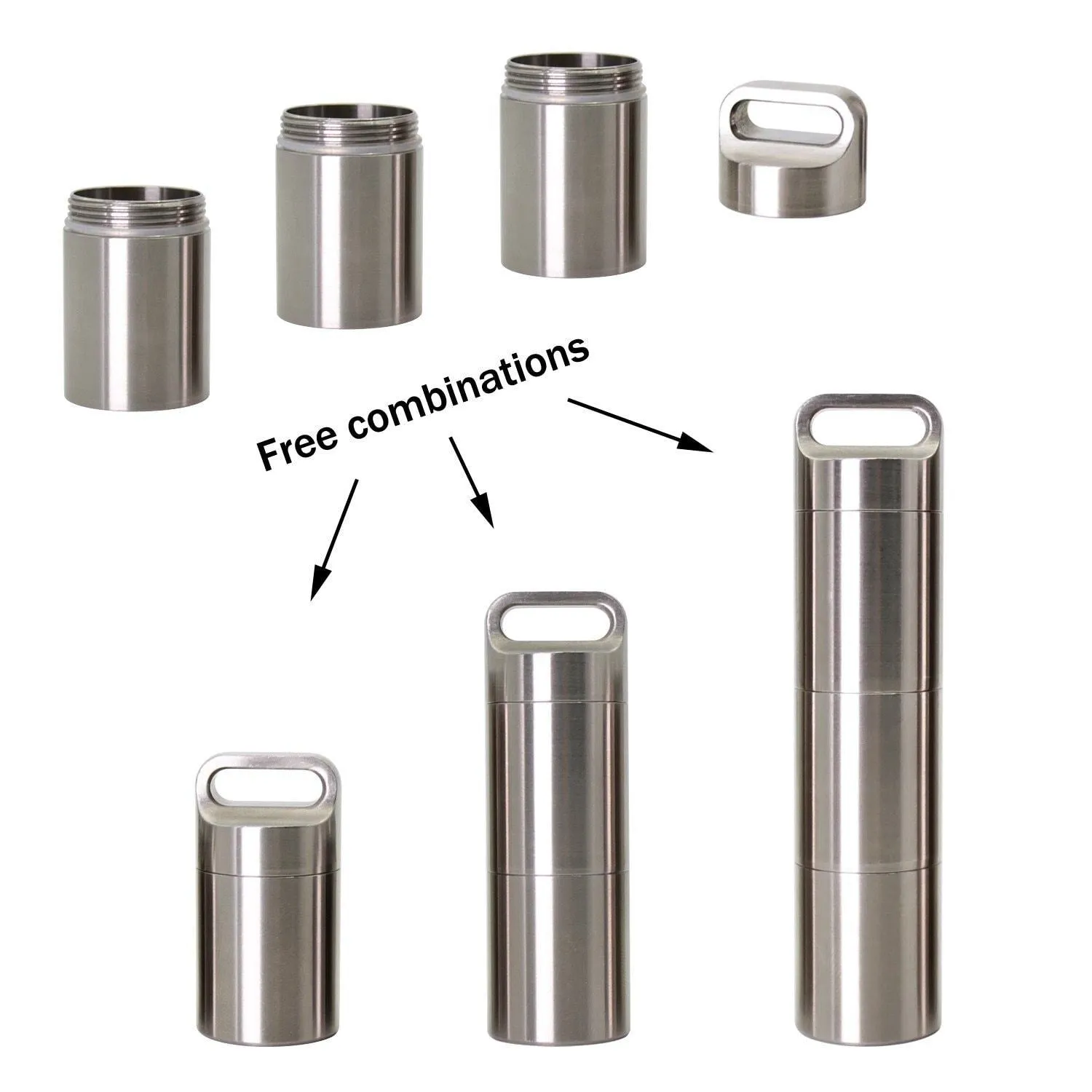 PPFISH Portable Daily Pill Case, 3 Compartments Stainless Steel Waterproof Pill Box Dispenser, Small Pocket Pill Container, Keychain Pill Fob, Travel Pill Holder for Men Women (Medium)