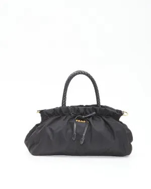 Prada Black Nylon Tessuto Bow Convertible Tote