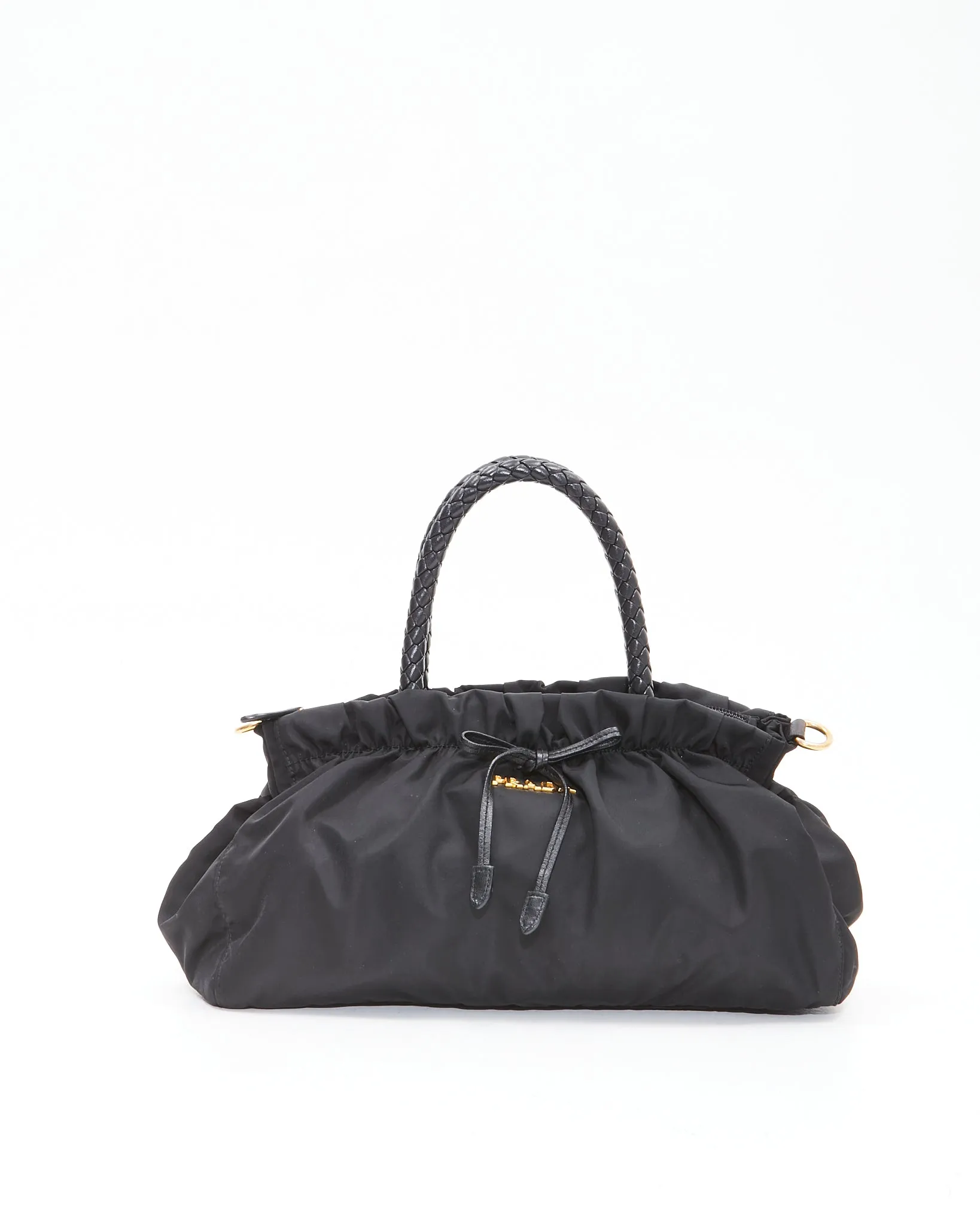 Prada Black Nylon Tessuto Bow Convertible Tote