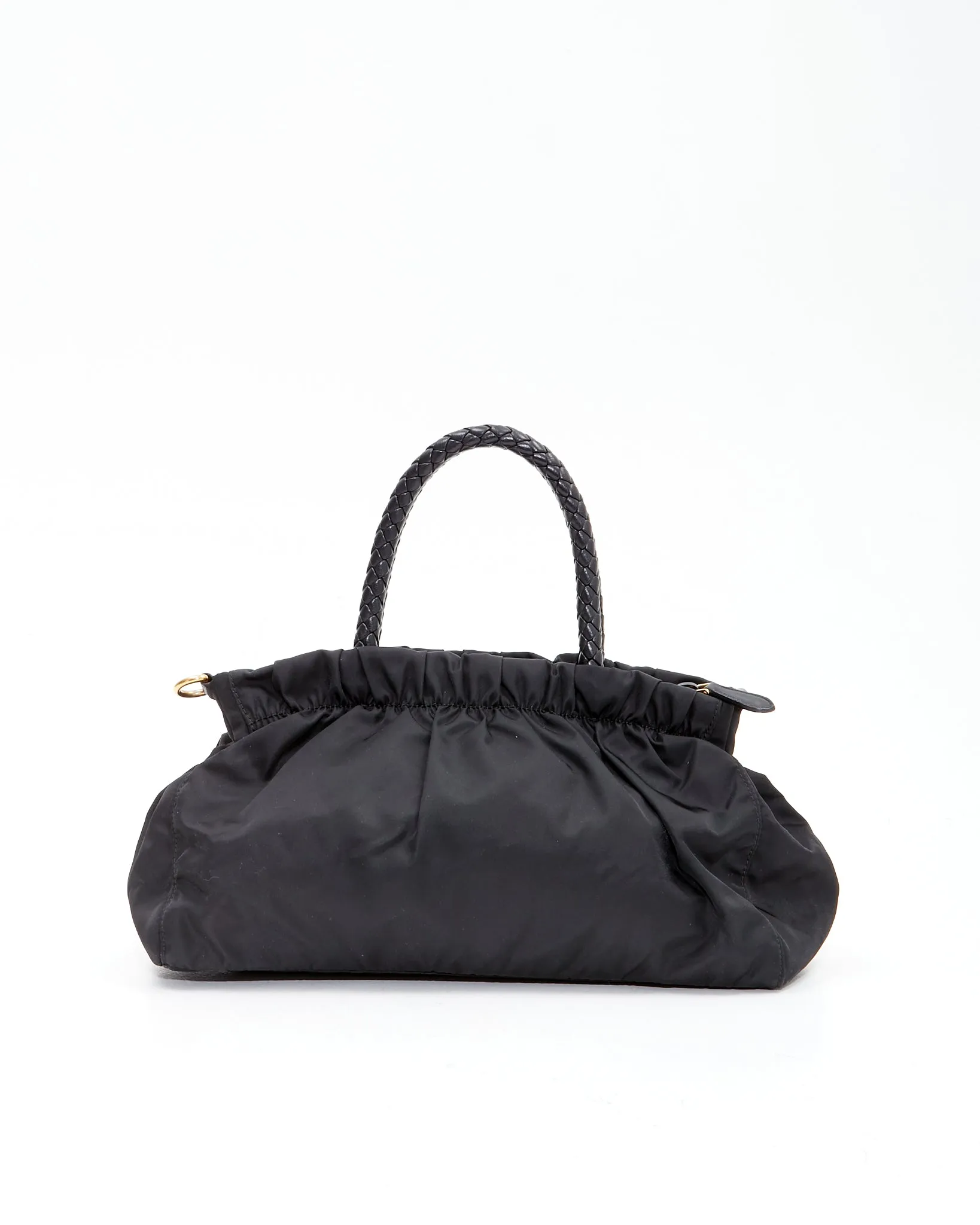 Prada Black Nylon Tessuto Bow Convertible Tote