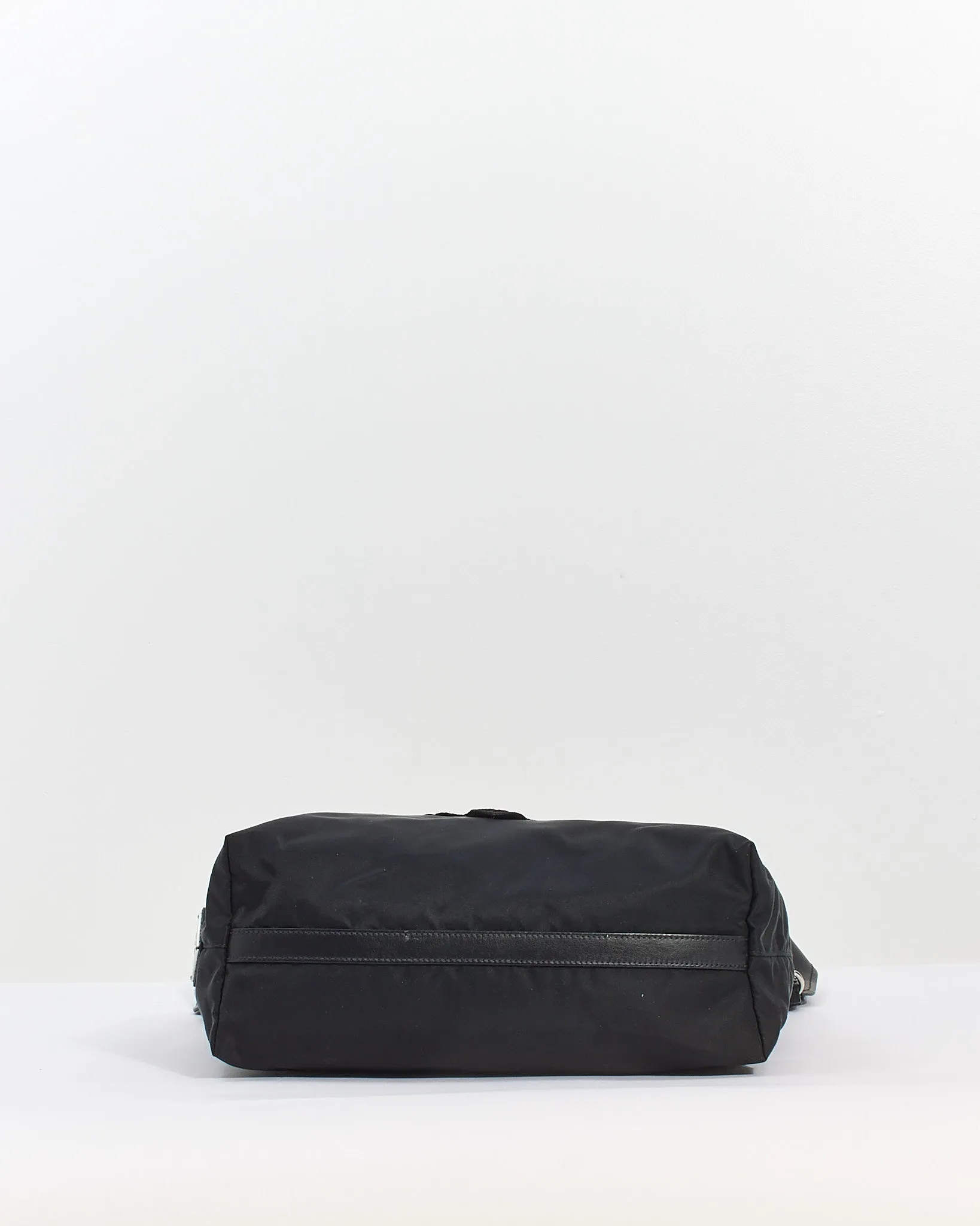 Prada Black Nylon Tessuto Embroidered Convertible Tote with Strap