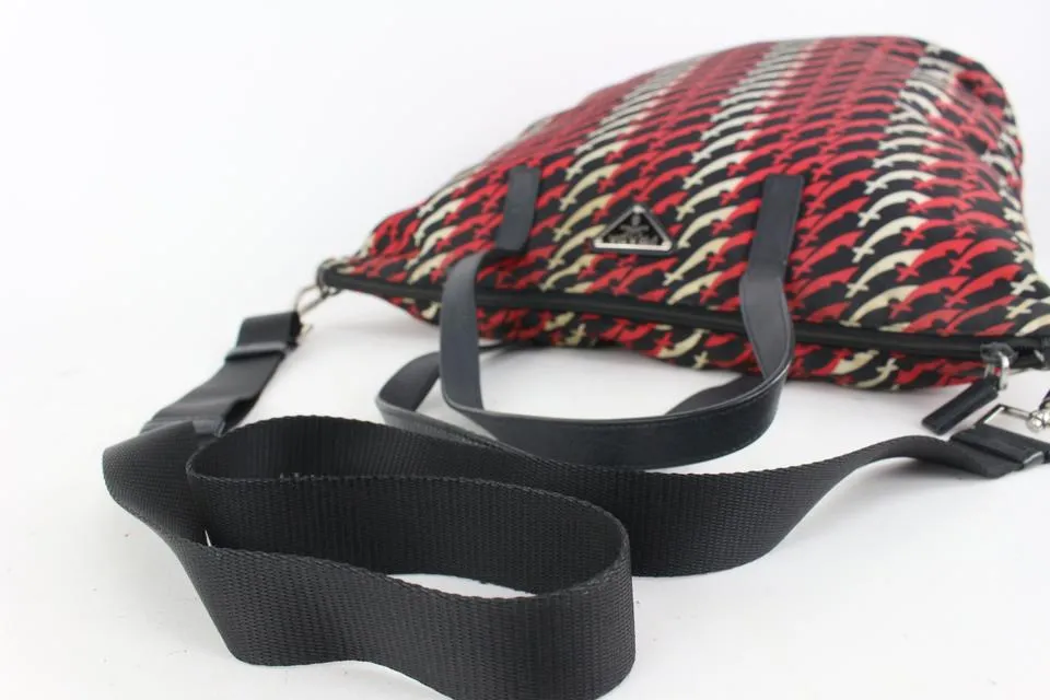 Prada Red Nylon Tessuto 2way Convertible Tote Bag 915pr69