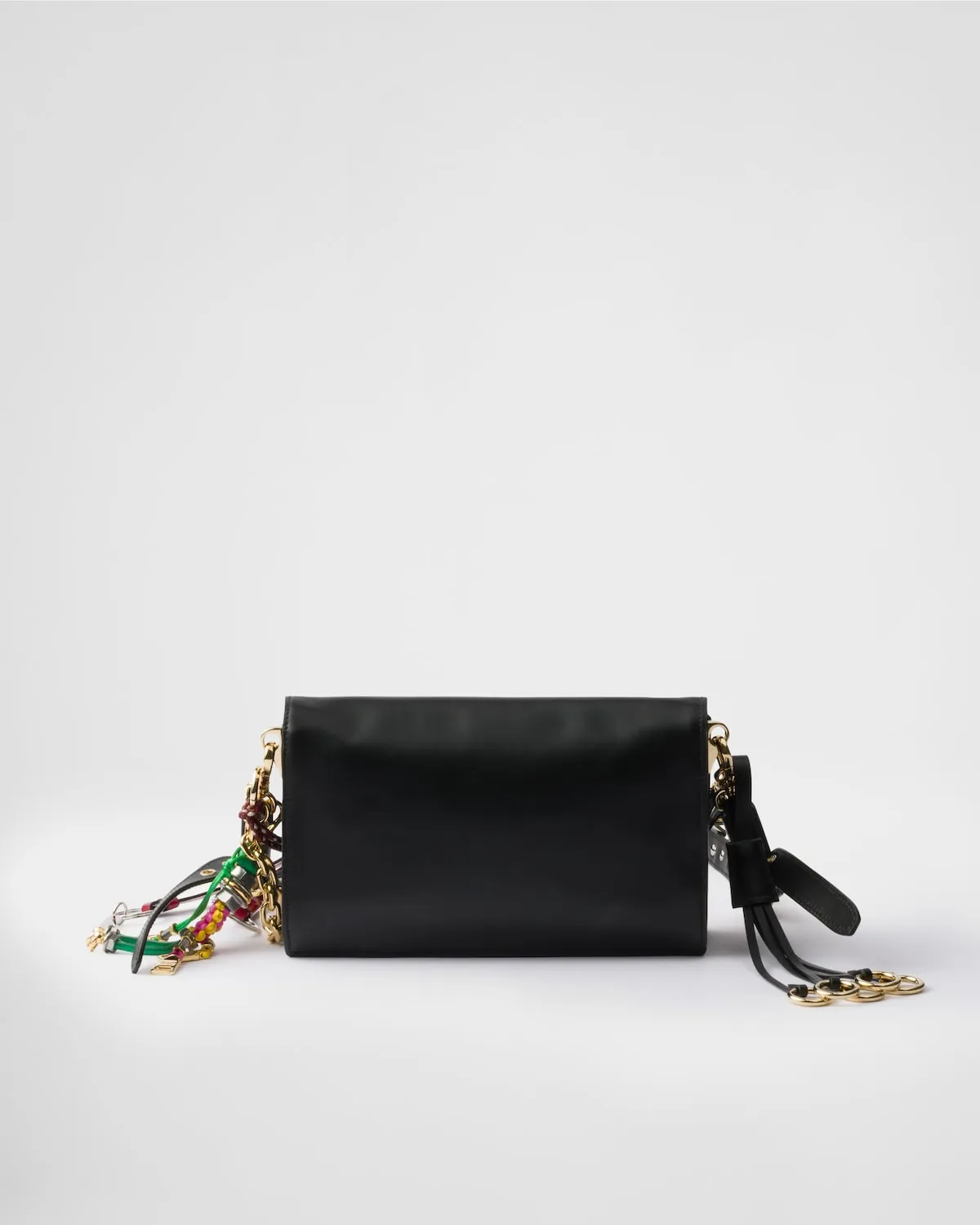 Prada Soft Sound Small Leather Shoulder Bag With Charms