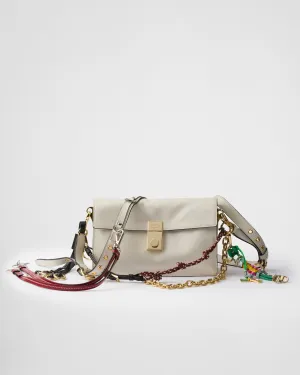 Prada Soft Sound Small Leather Shoulder Bag With Charms