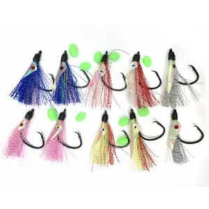 Pre-Made 8 or 10pcs DIY Flasher Hooks Fishing Tackle