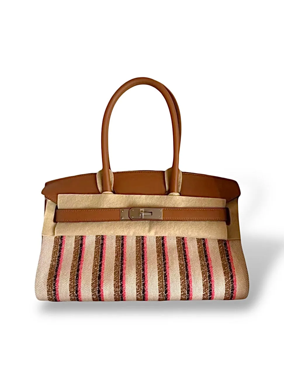 Pre-Owned Hermès Birkin Shoulder Light 29CM – Gold Swift Leather & Toile, 2025 Palladium Hardware
