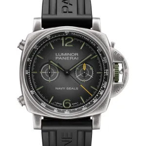 Pre-owned Panerai Luminor Chrono Navy SEALs PAM01409 Green Watch 44mm