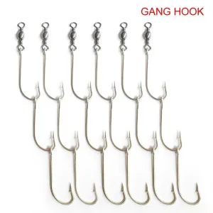 Pre-rigged Gang Hooks With Swivel Hook Bulk Pack 10-12 sets Multiple Sizes 1# - 4/0 Fishing Tackle