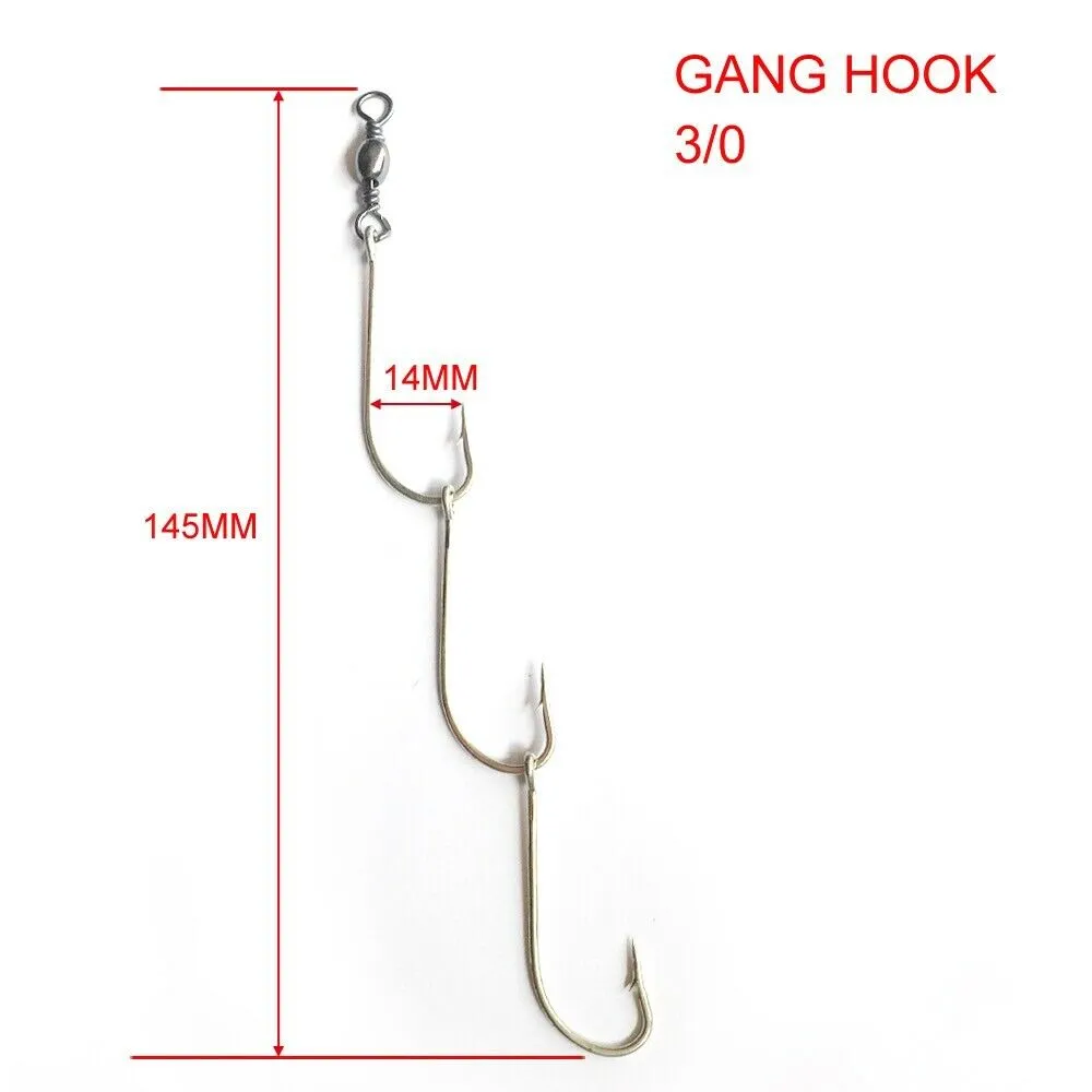 Pre-rigged Gang Hooks With Swivel Hook Bulk Pack 10-12 sets Multiple Sizes 1# - 4/0 Fishing Tackle
