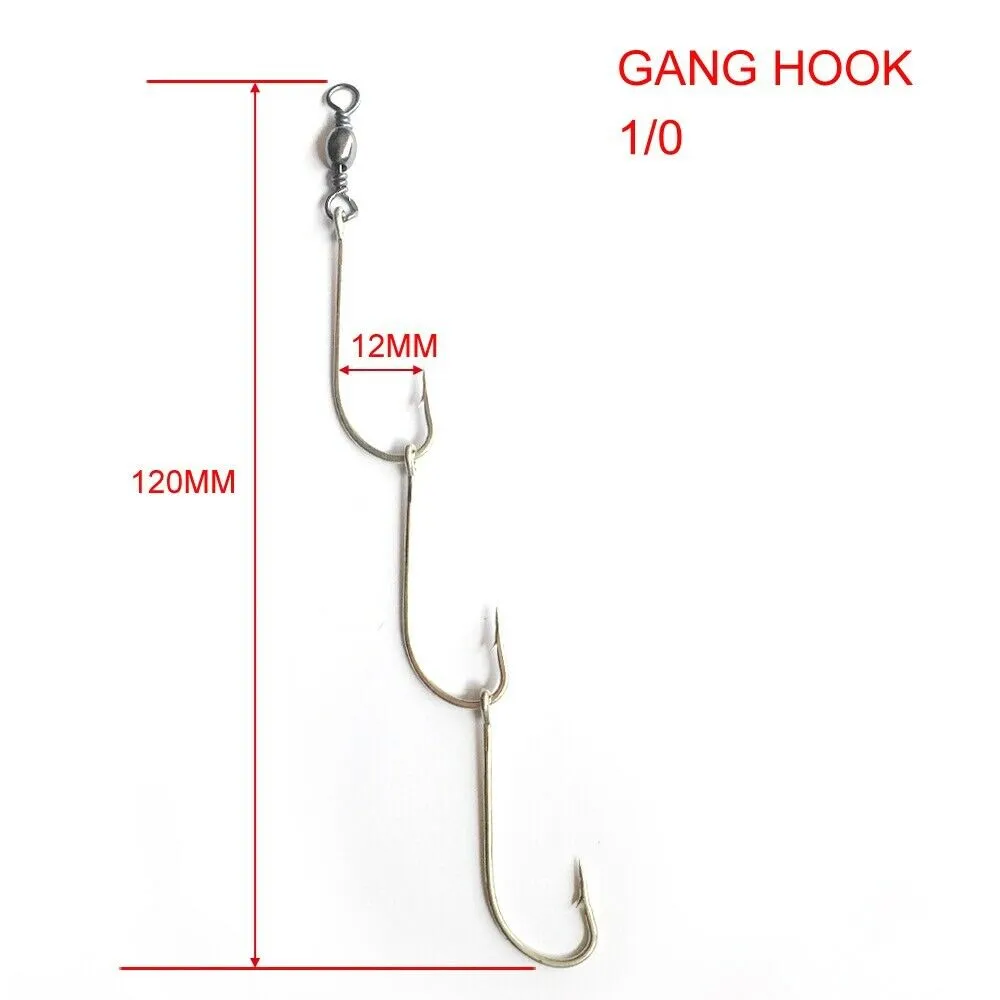 Pre-rigged Gang Hooks With Swivel Hook Bulk Pack 10-12 sets Multiple Sizes 1# - 4/0 Fishing Tackle