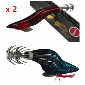 Premium Quality Squid Jigs Red Foil Turning into Blue Egi Fishing Lures with Rattle  Sizes 2.5,3.0,3.5 1#