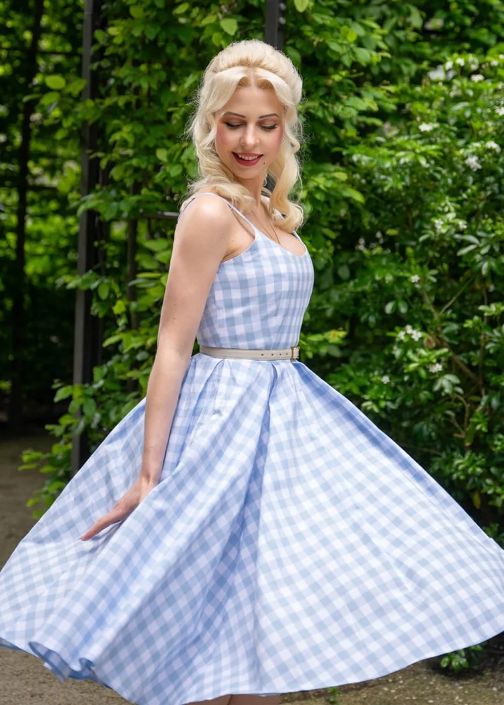Pretty Dress Company Priscilla Gingham 50's Swing Dress Pale Blue