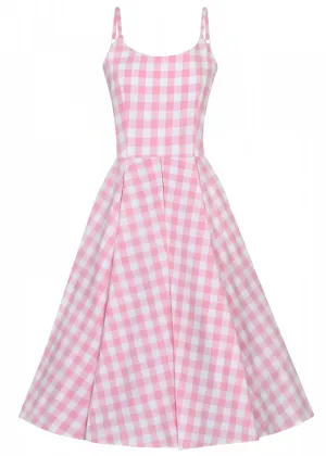 Pretty Dress Company Priscilla Gingham 50's Swing Dress Pale Pink