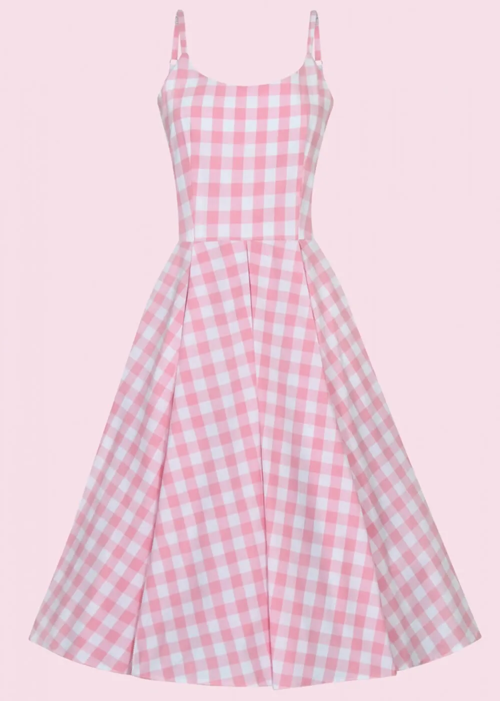 Pretty Dress Company Priscilla Gingham 50's Swing Dress Pale Pink