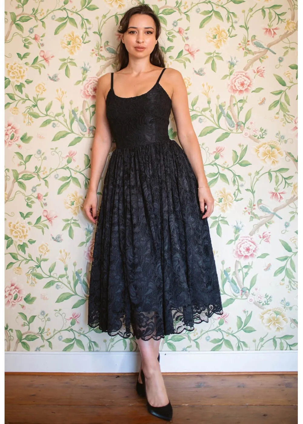 Pretty Dress Company Priscilla Lace 50's Swing Dress Black