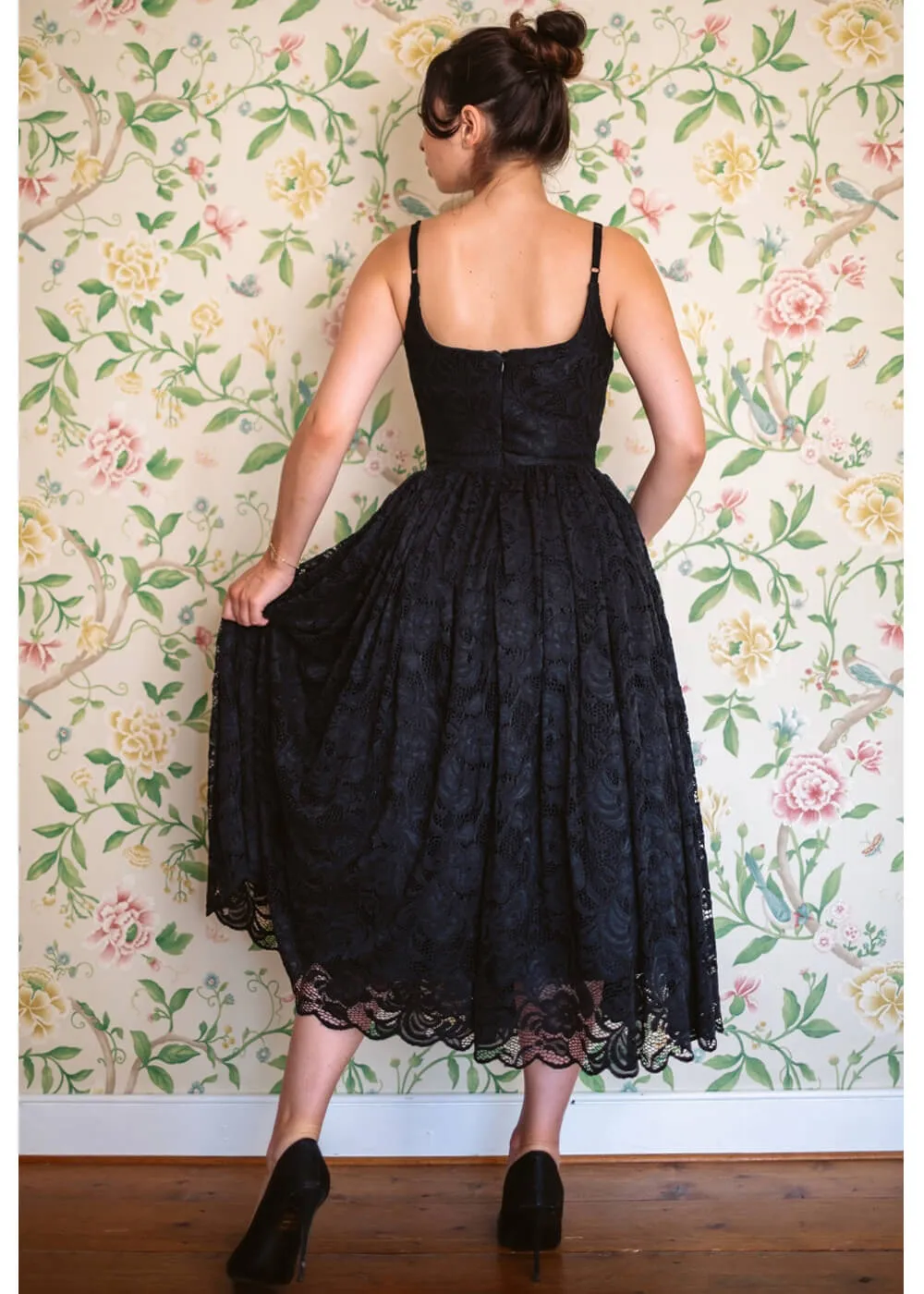 Pretty Dress Company Priscilla Lace 50's Swing Dress Black