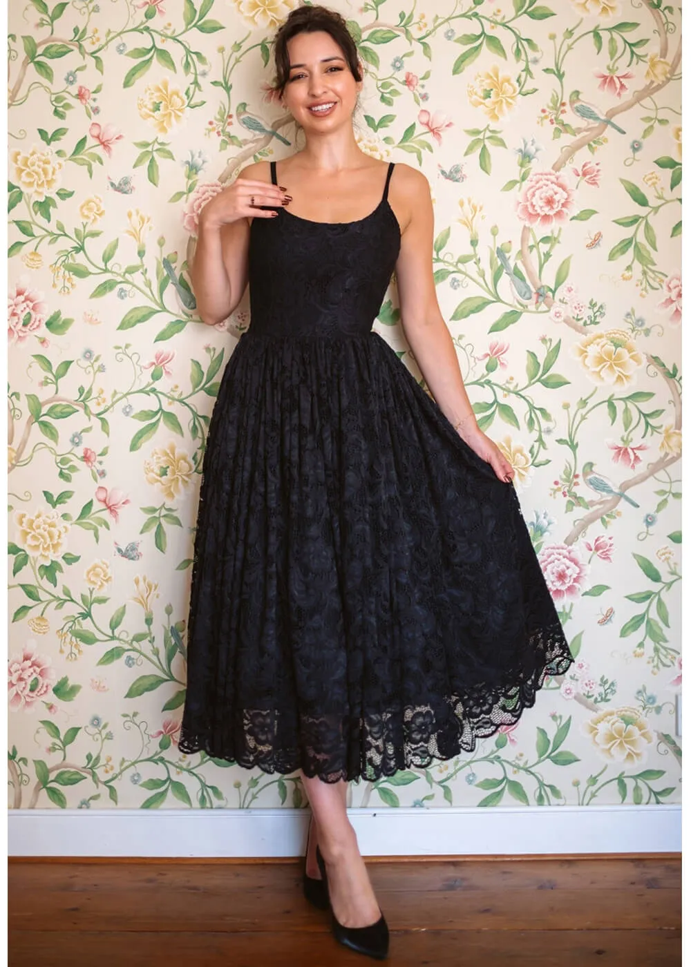 Pretty Dress Company Priscilla Lace 50's Swing Dress Black