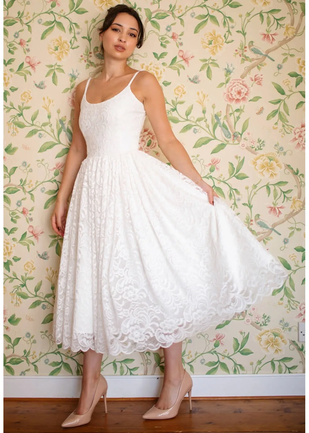 Pretty Dress Company Priscilla Lace 50's Swing Dress Ivory