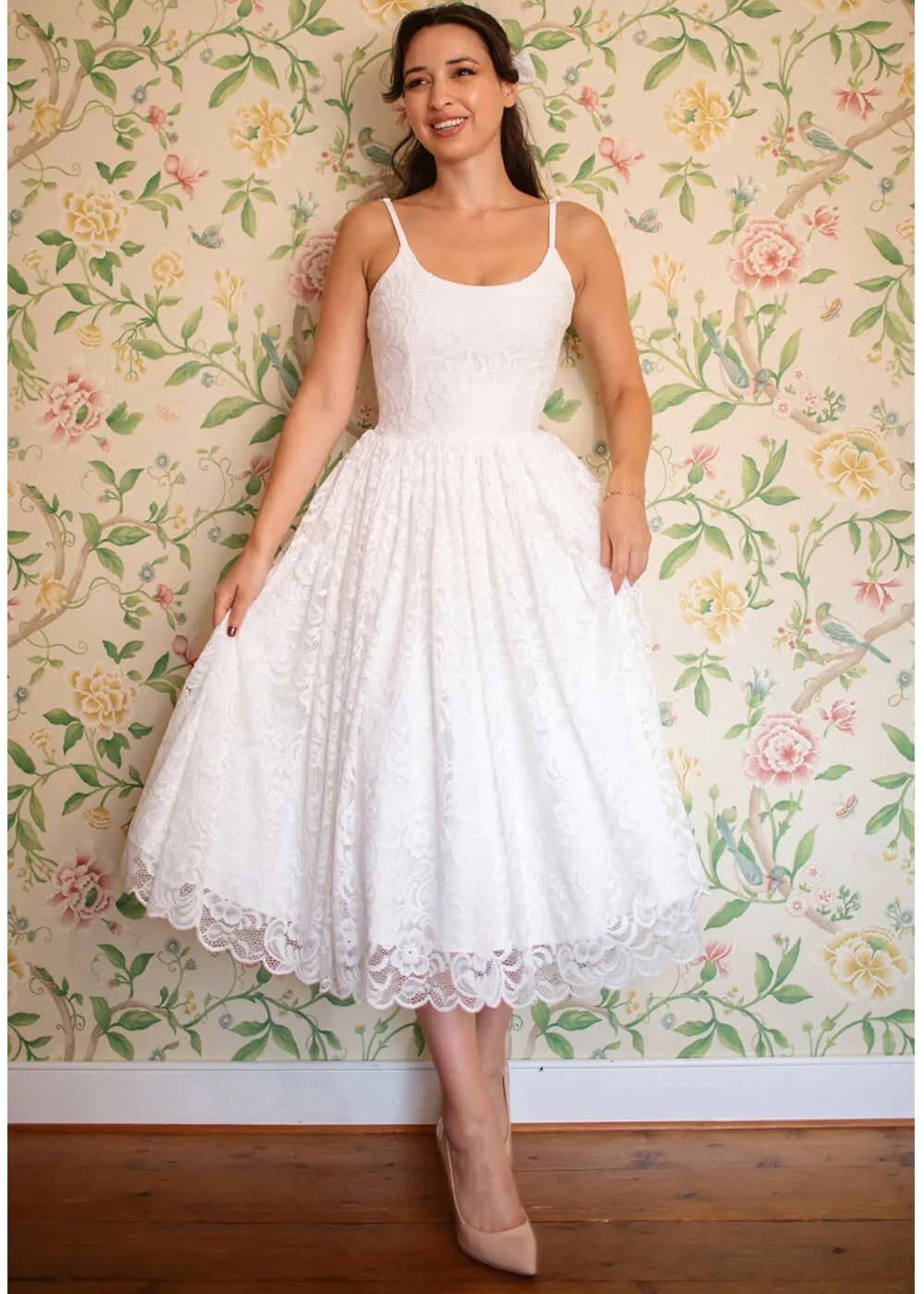 Pretty Dress Company Priscilla Lace 50's Swing Dress Ivory