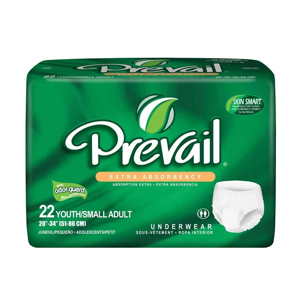 Prevail® Extra Underwear , Youth/Small*, Lavender, 20"-34", 4 bags of 22 (88 ct.)