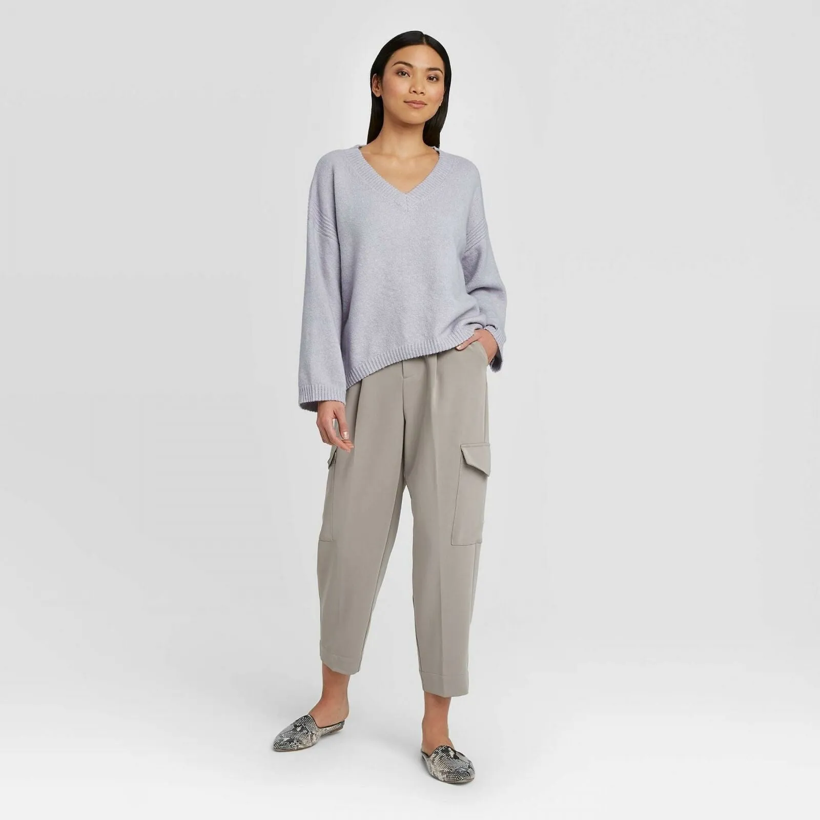 Prologue Women's Drapey V-Neck Pullover Sweater