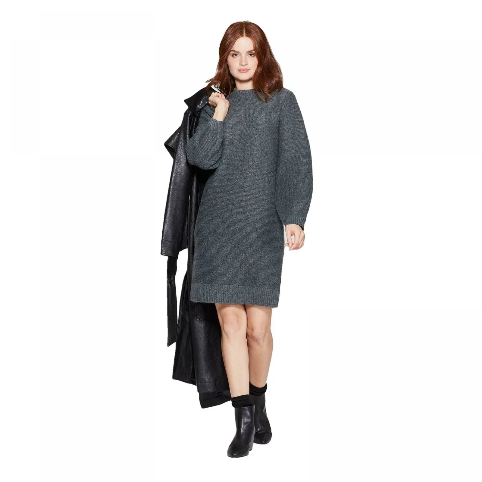 Prologue Women's Long Sleeve Crewneck Sweater Dress
