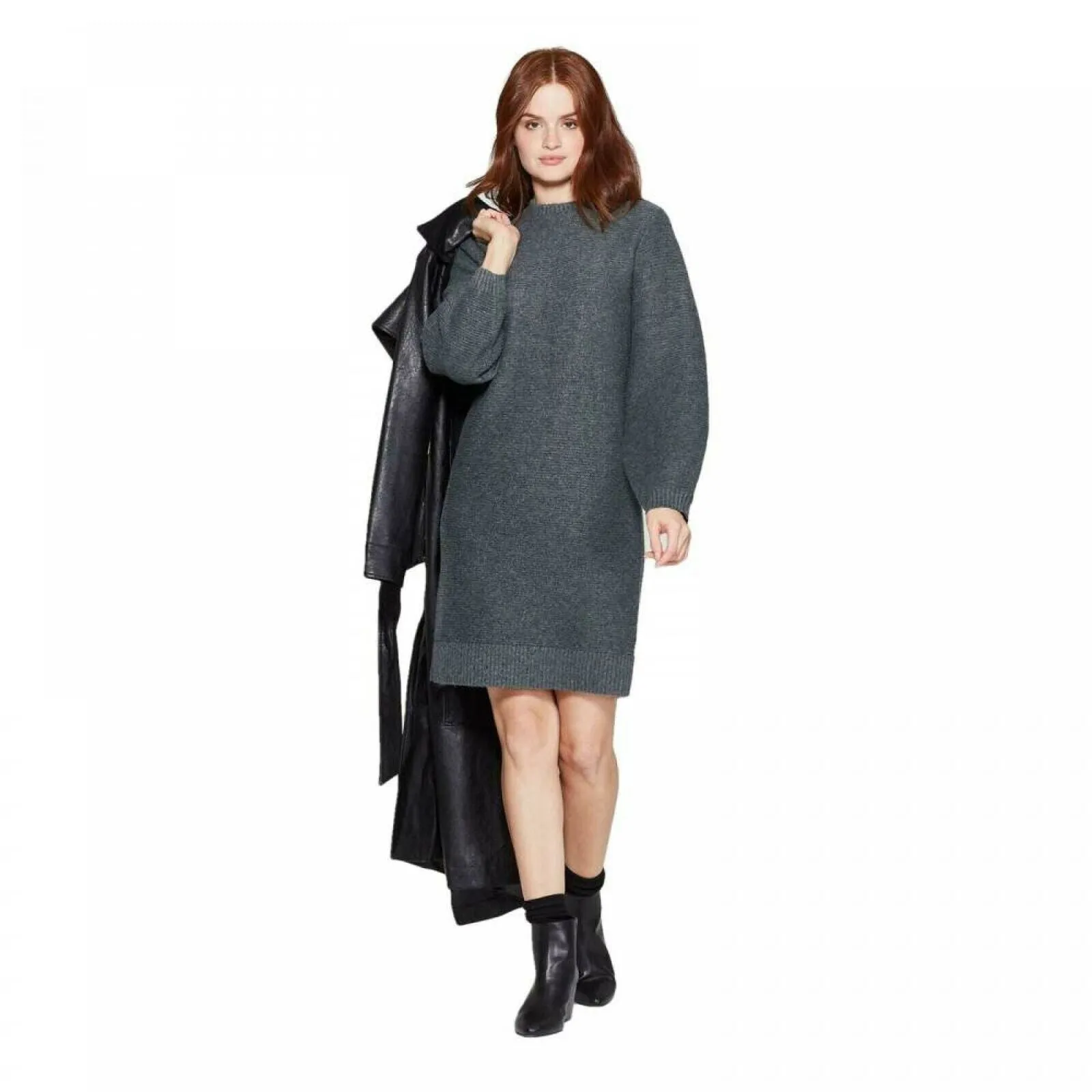 Prologue Women's Long Sleeve Crewneck Sweater Dress
