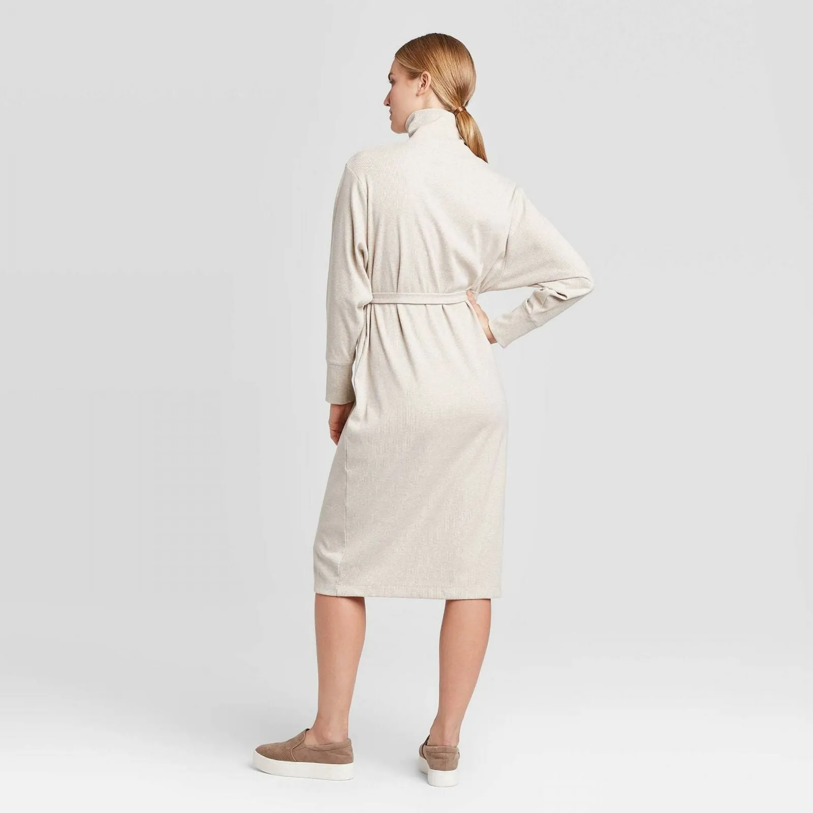Prologue Women's Long Sleeve Mock Turtleneck Shirt Midi Dress